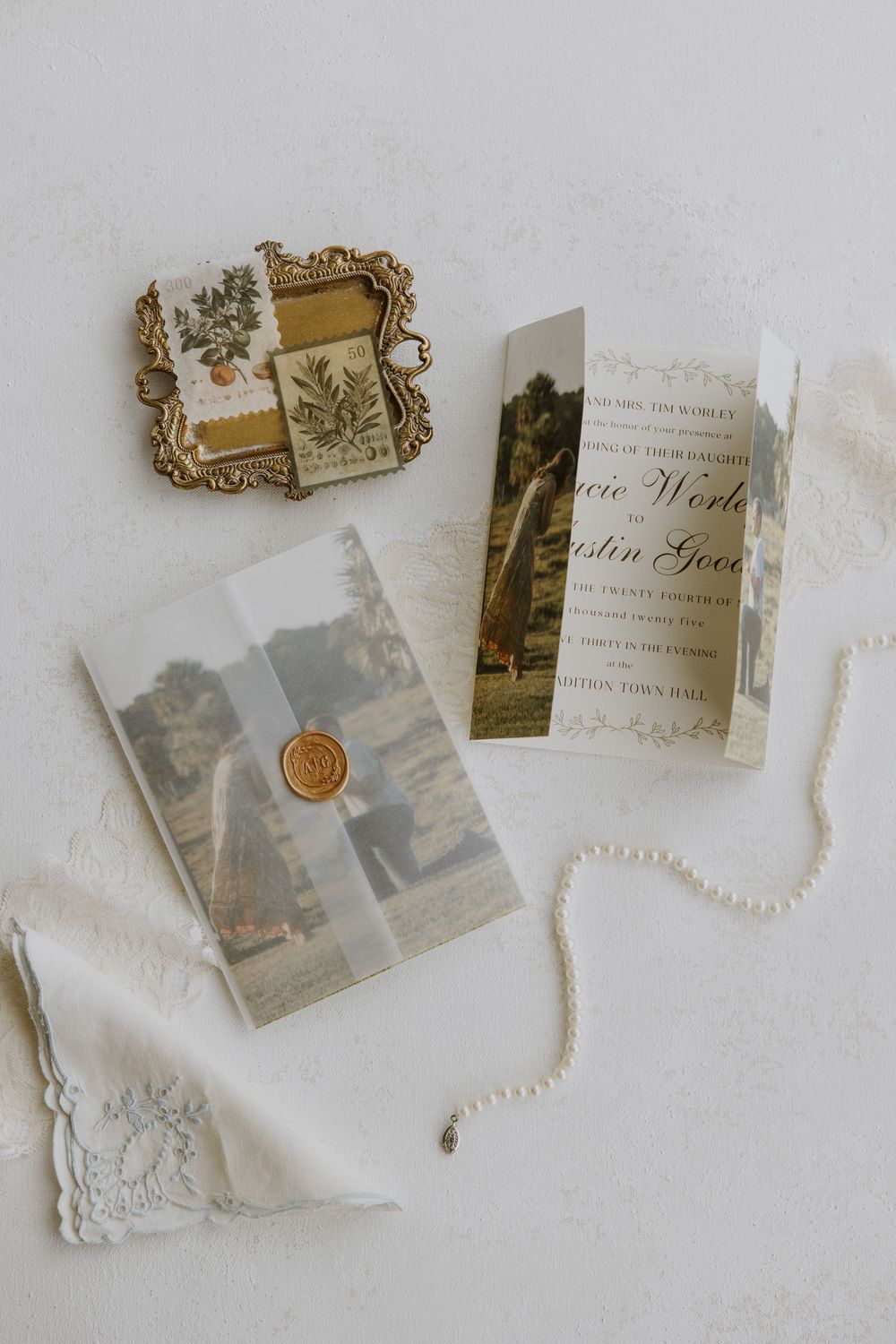 Summer Tradition Town Hall Wedding. Modern summer wedding in Tradition, Florida. Bridal detail flatlays