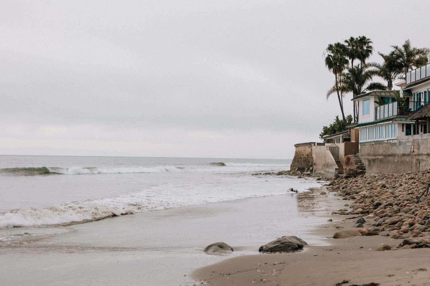 Miramar Beach on a cloudy day in Santa Barbara