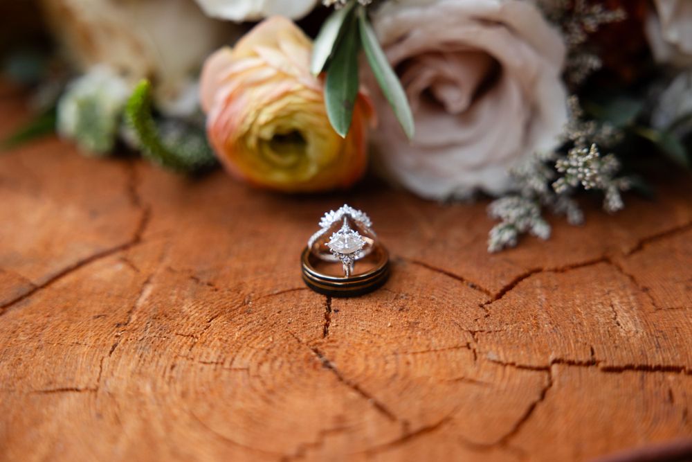 Detail shot, rings with flowers, San Mateo County Wedding, Redwood Wedding, Chico wedding photographer