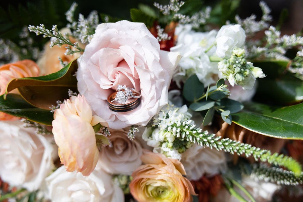 Detail shot, rings with flowers, San Mateo County Wedding, Redwood Wedding, Chico wedding photographer