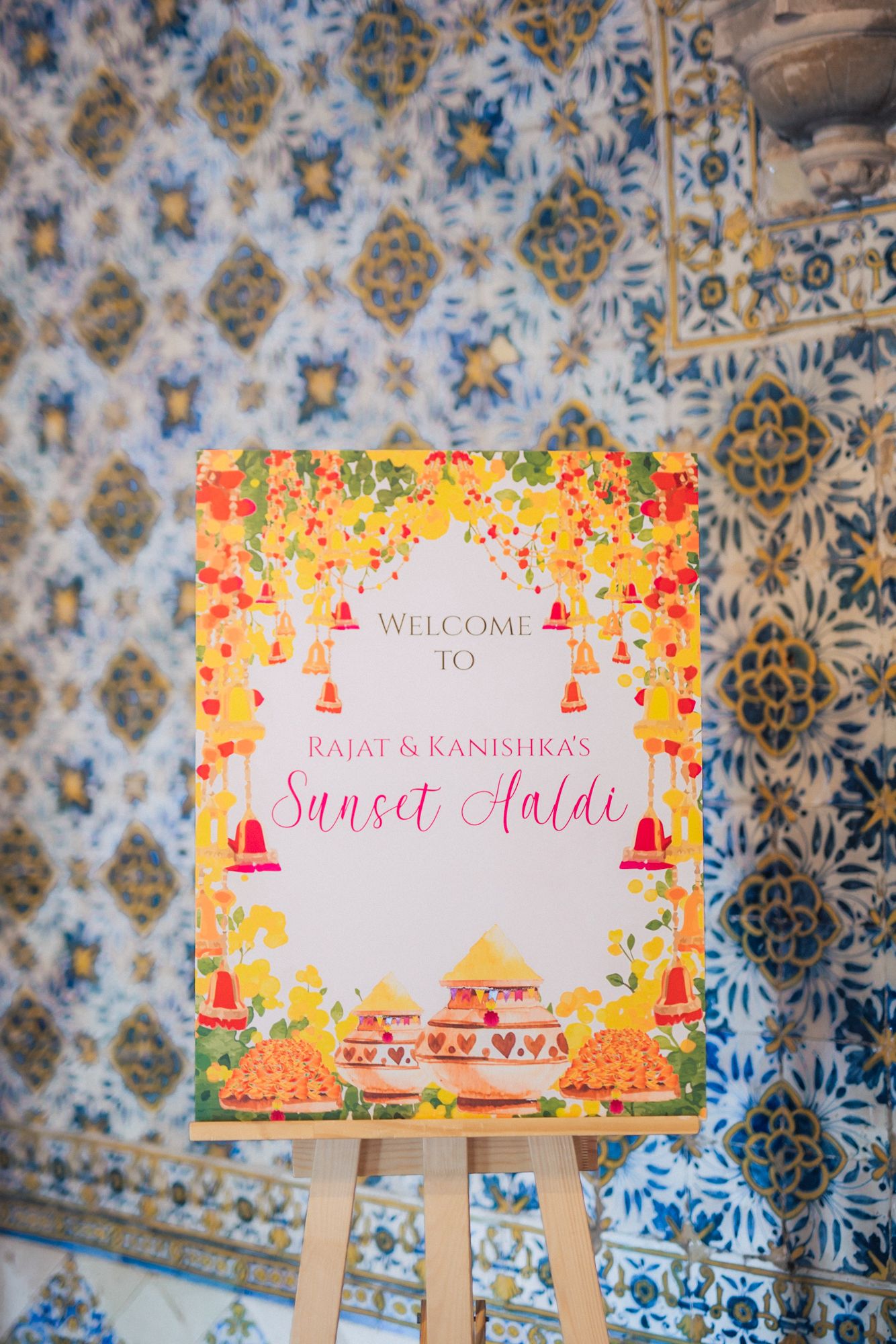 Haldi ceremony at Penha Longa Resort – A bright and joyful pre-wedding ritual. | Lisbon Wedding Photographer