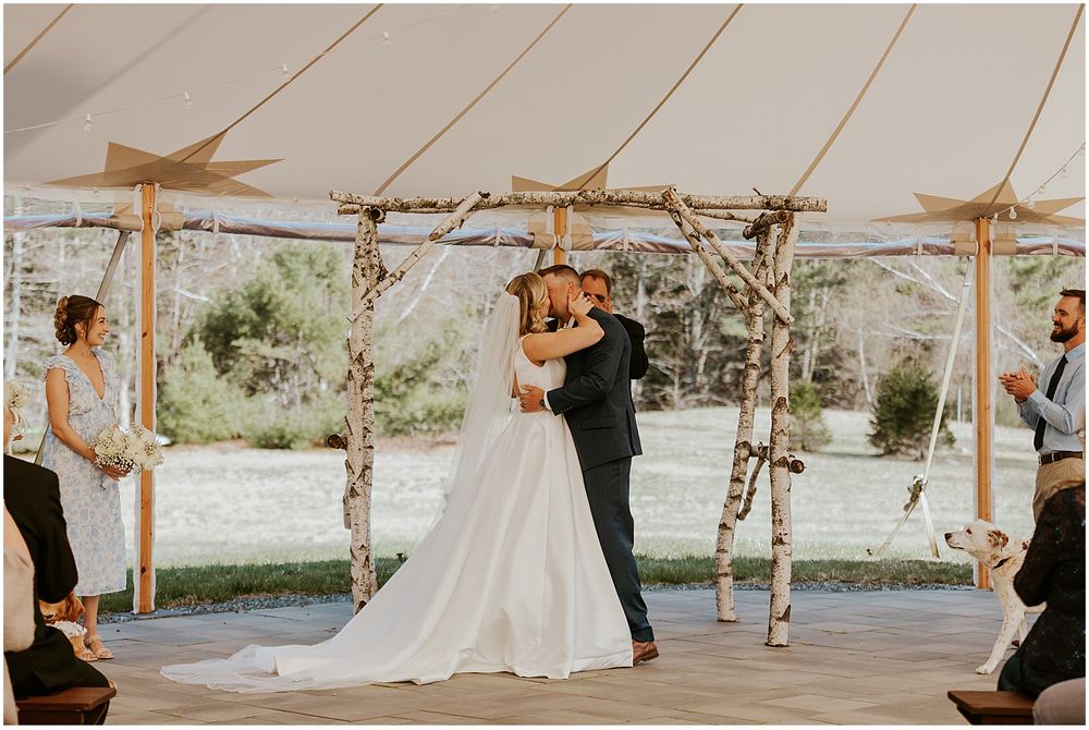 Bride and groom at their Preserve at Chocorua wedding ceremony