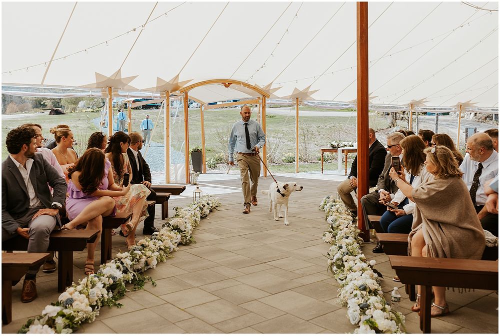 A tented wedding ceremony at The Preserve at Chocorua