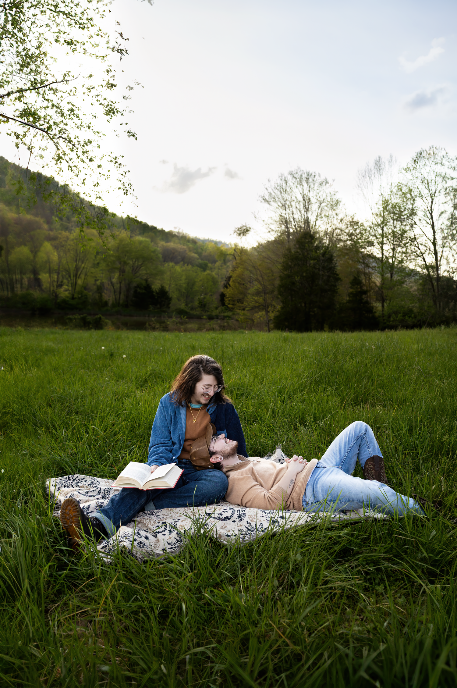 LGBTQ engagement photo shoot with natural mountain backdrop in Kentucky