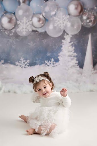 Baby Girl Winter Themed Blue and White Cake Smash Session - Port Chester, NY