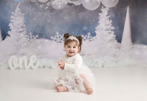 Baby Girl Winter Themed Blue and White Cake Smash Session - Port Chester, NY