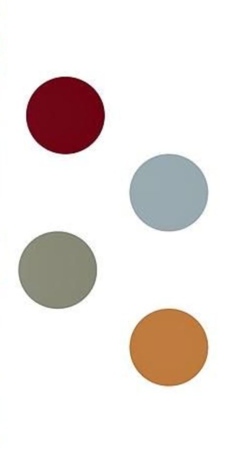 Autumn-inspired color scheme featuring burgundy, sage green, gray, and rust orange circles.