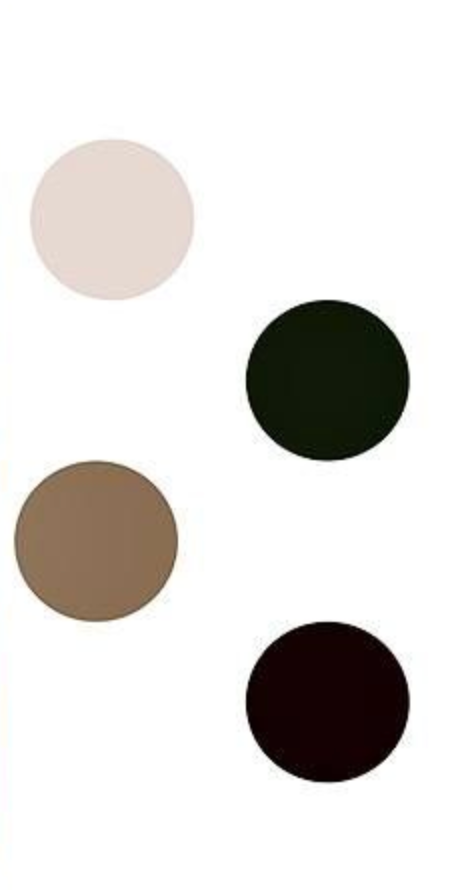 Warm neutral color scheme featuring blush, dark forest green, brown, and burgundy circles.