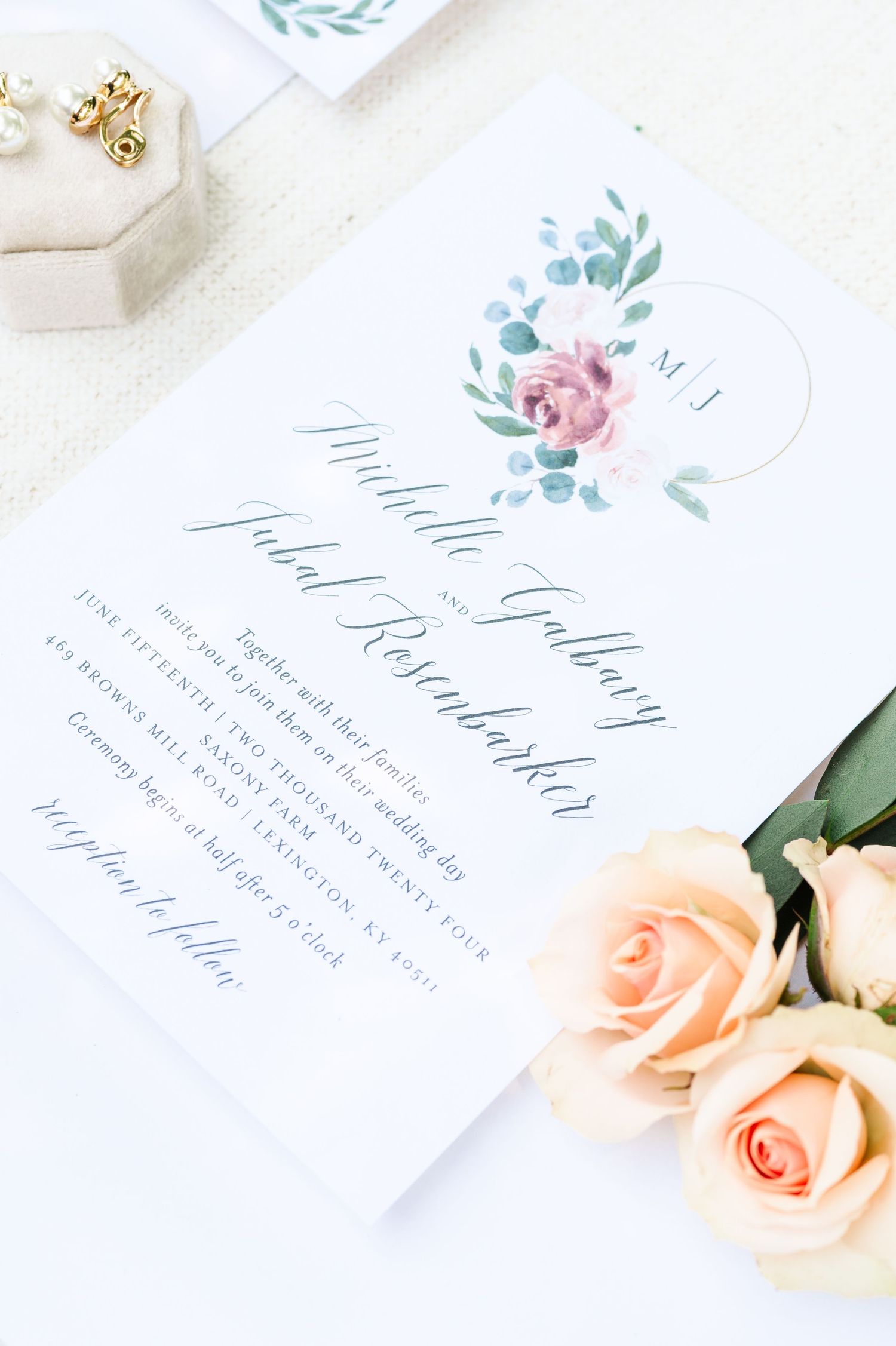 wedding stationairy with flowers