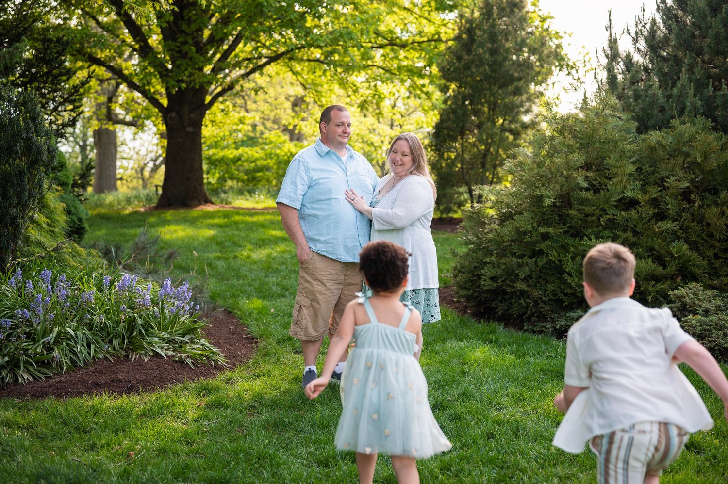 Children running toward parents