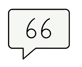 Speech bubble containing the number 66 in a minimal line drawing style.