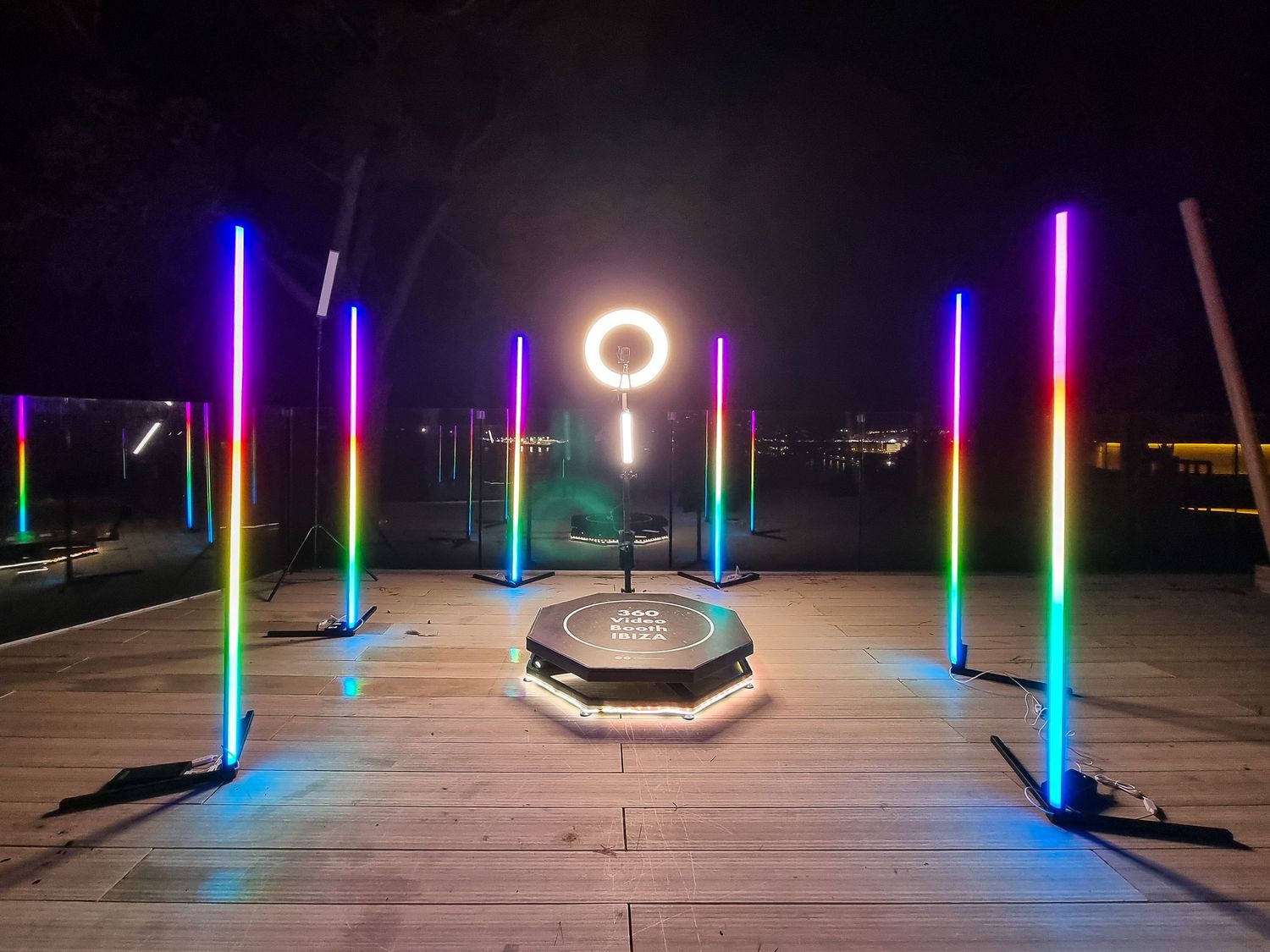 360 Video Booth for hire in Ibiza with ambiental led bars by Dreamlighibiza.jpg