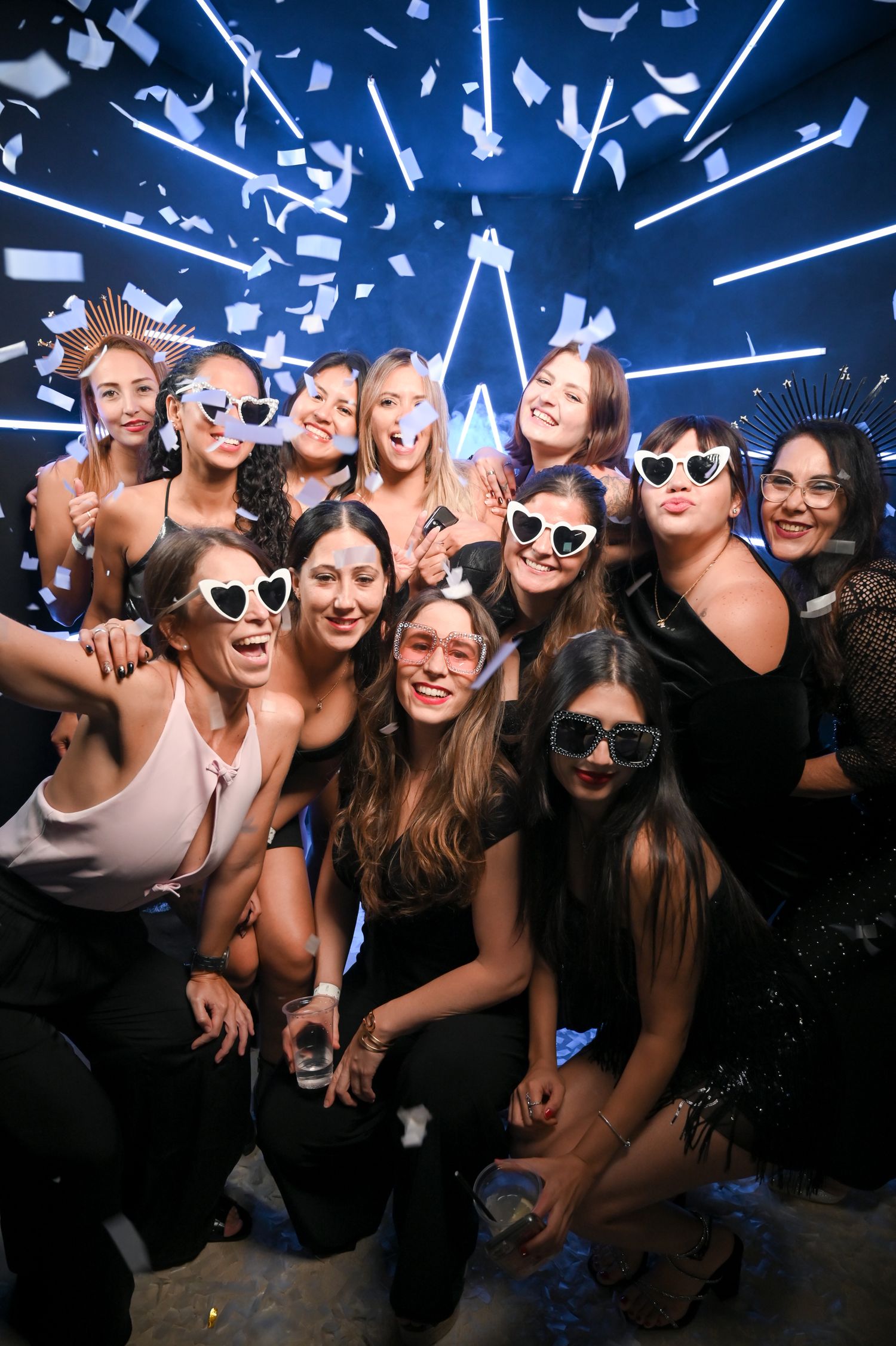 Vogue booth with white confetti at a corporate event in ibiza