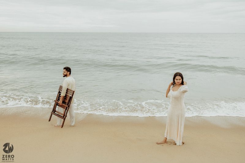 Artistic beach photography sequence with couples silhouetted against ocean waves.