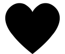 A solid black heart shape icon silhouetted against a white background.