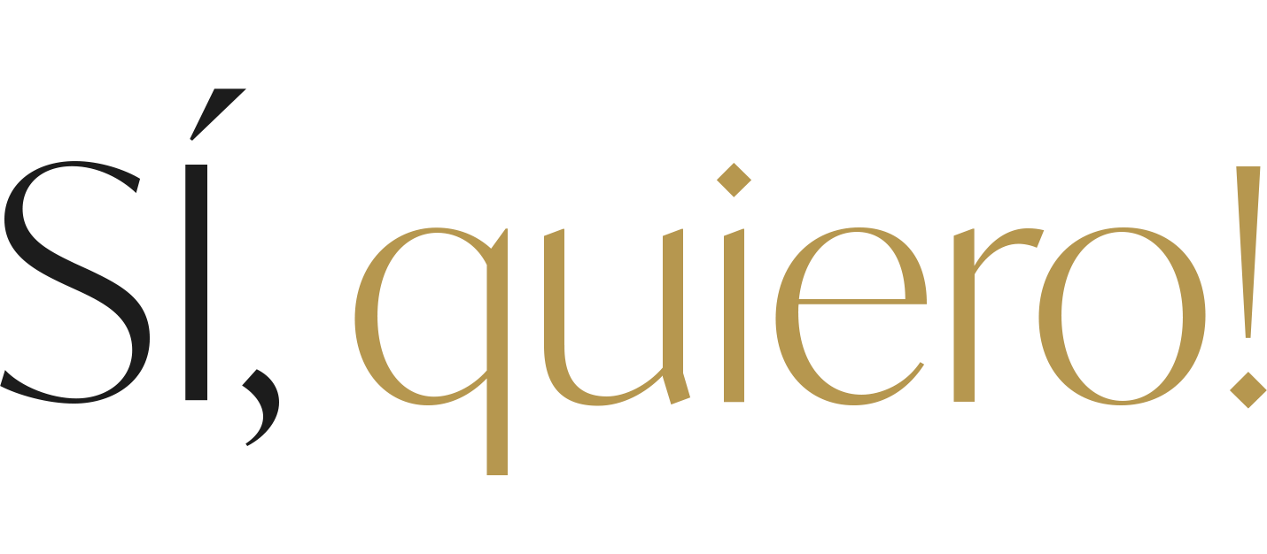 An elegantly styled text design combining gold and black Spanish words in an artistic arrangement.