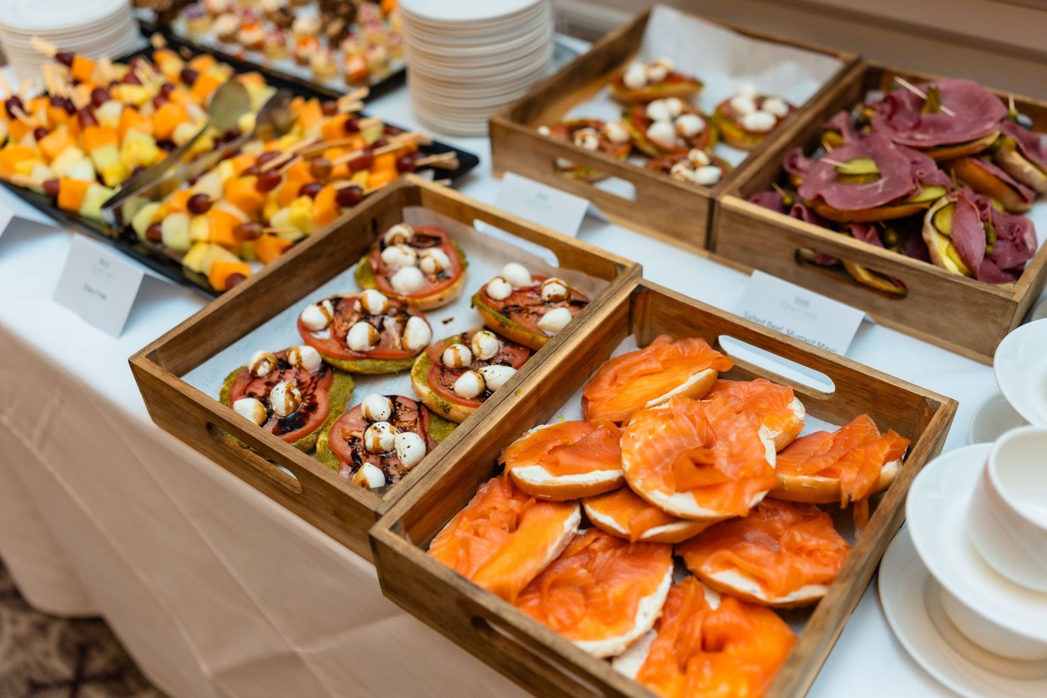 Food spread table at an event