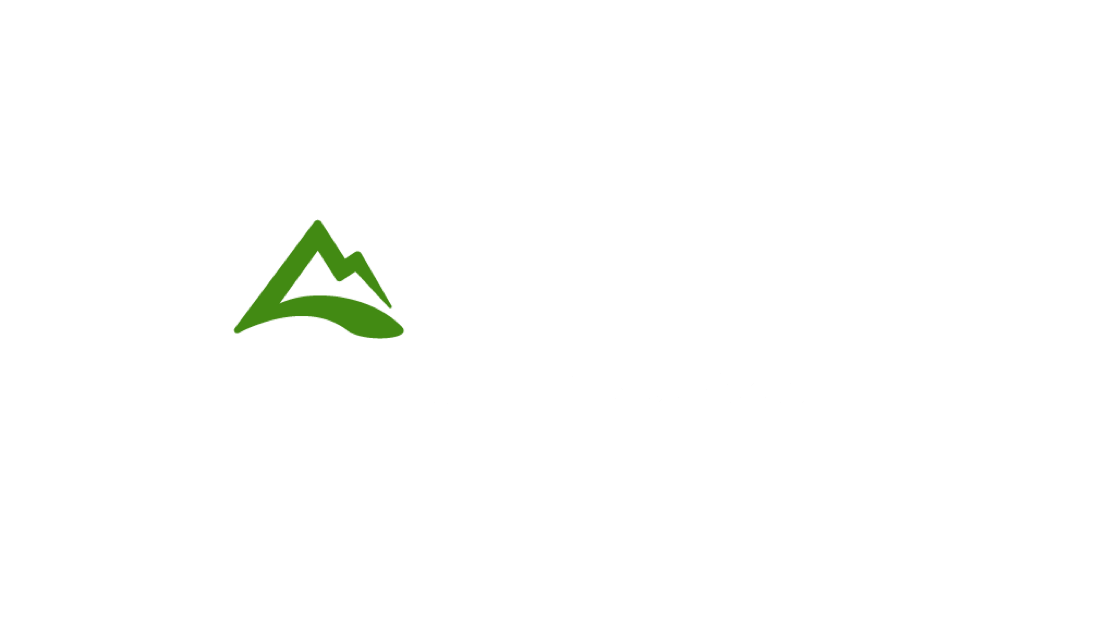 White AllTrails logo with green mountain icon on black background.