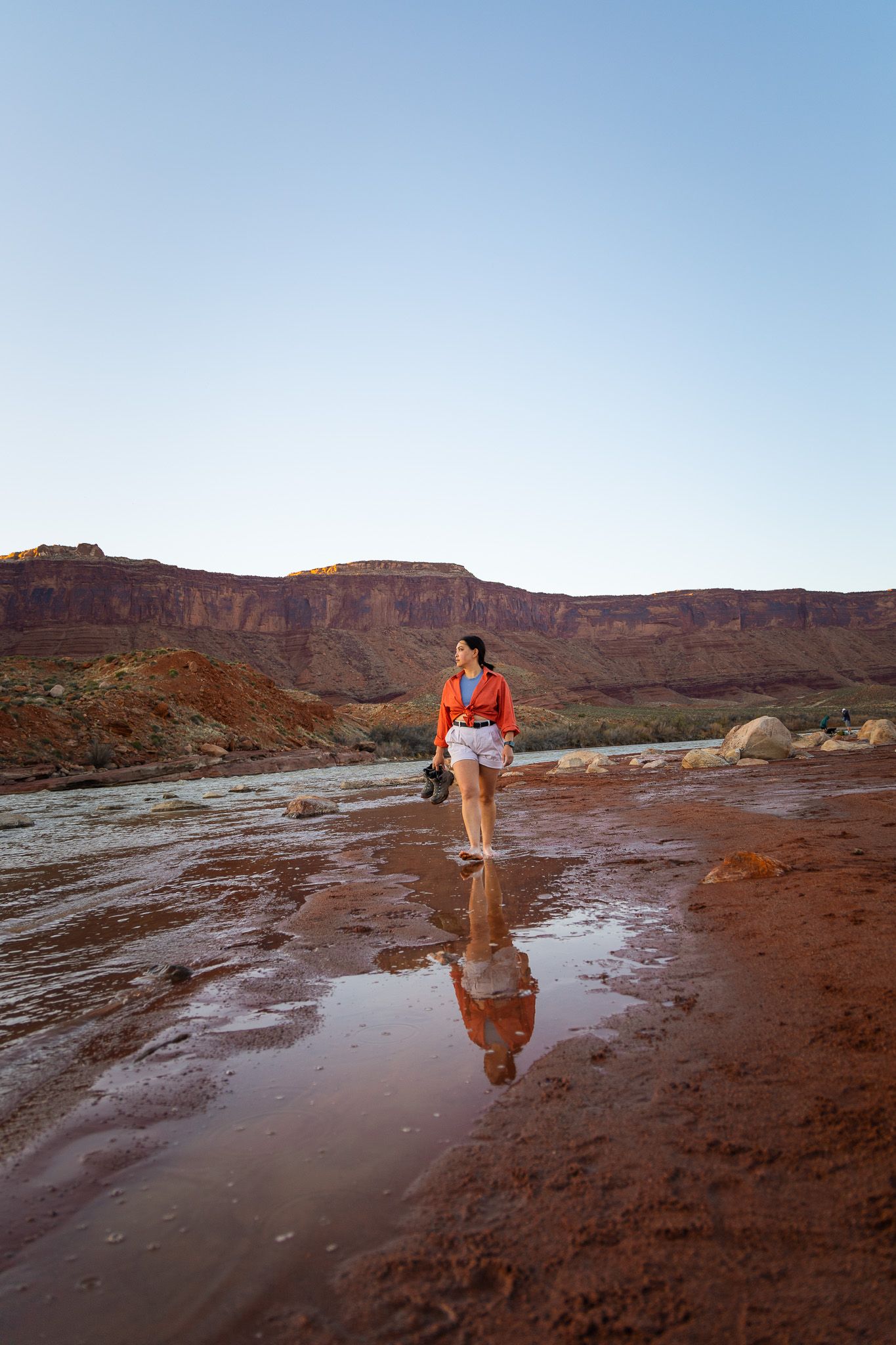 Portrait of a woman in a river in Moab