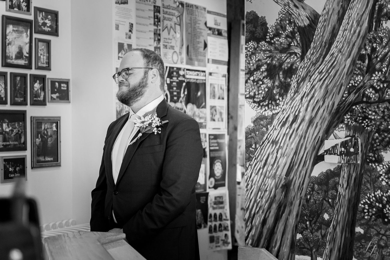Wedding day first look, groom