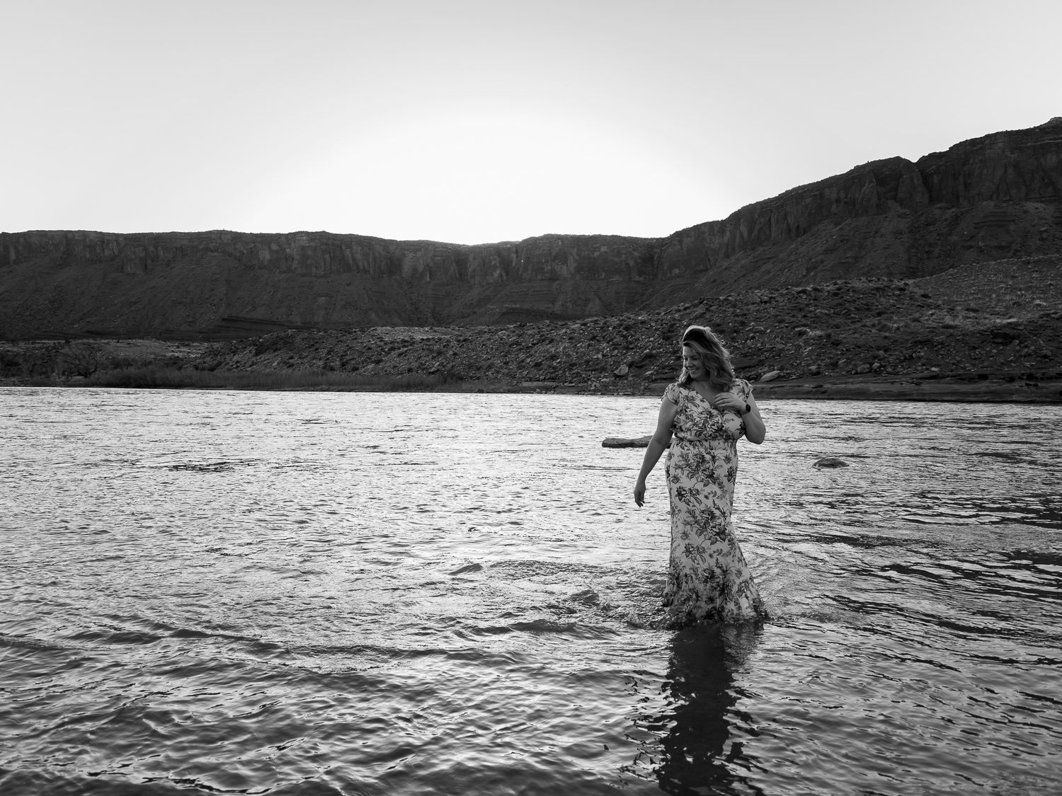 Portrait of a woman in a river in Moab