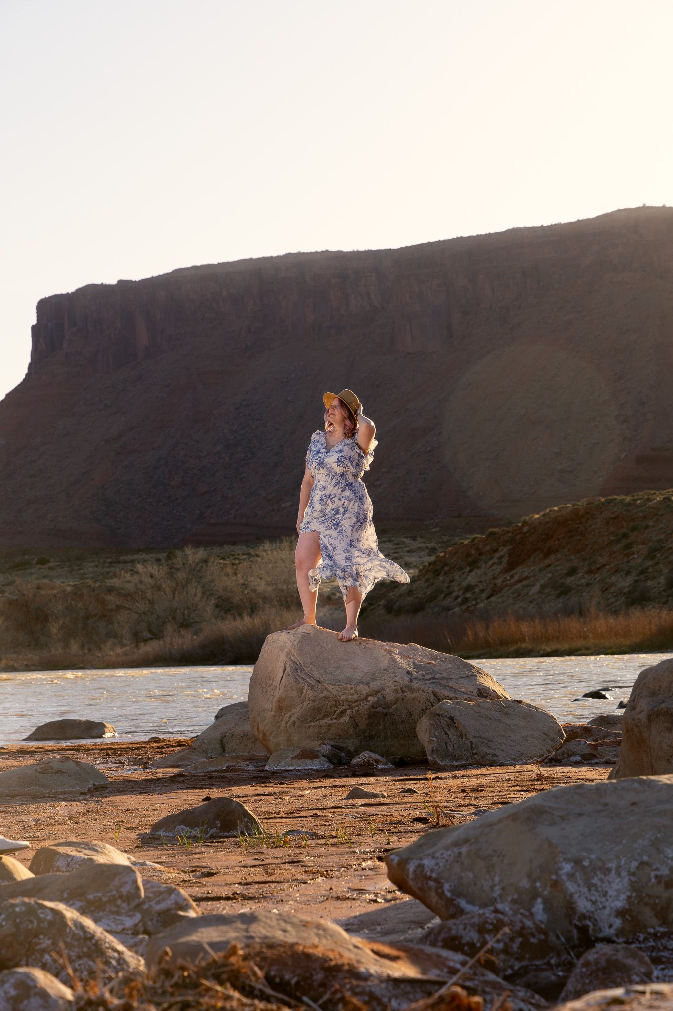 Portrait of a woman in a river in Moab