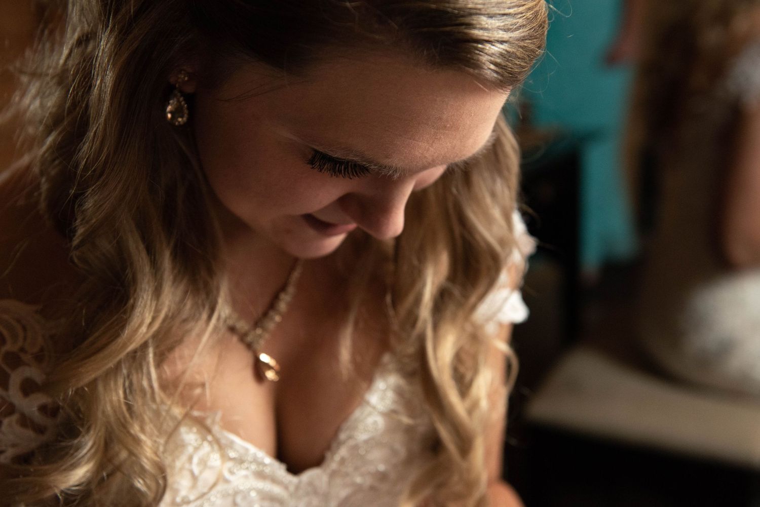 Close-up shots showing wedding day preparation details and emotions.