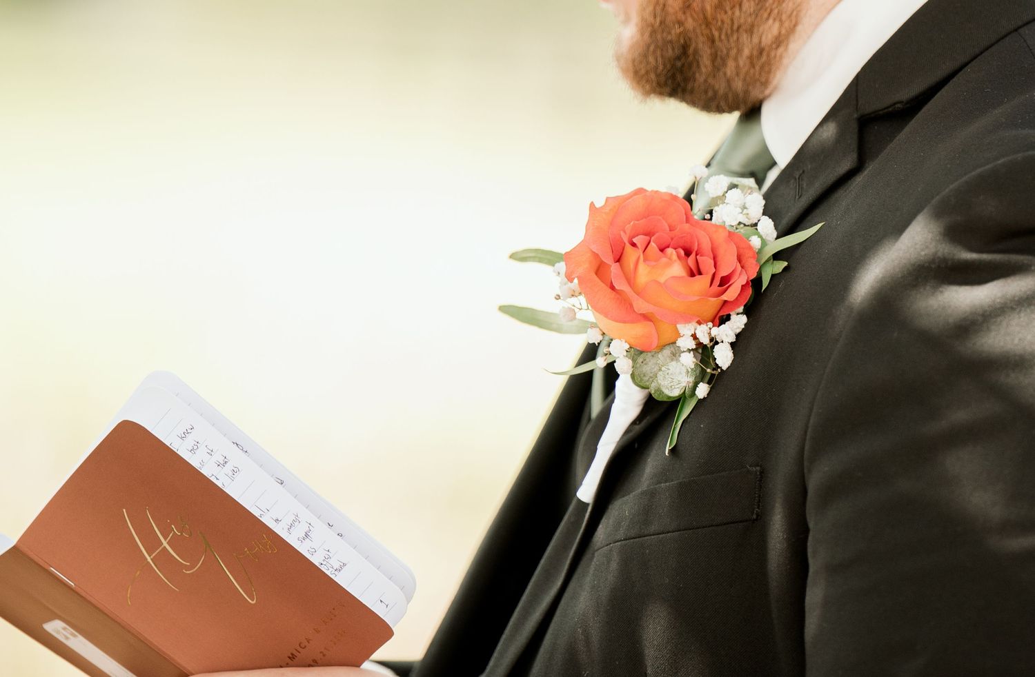 The Grands At Mulligans. Private vows Close up of the grooms details.