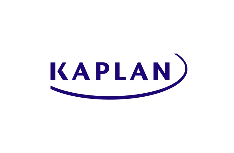 The Kaplan company logo in dark blue text with a curved underline swoosh beneath it.