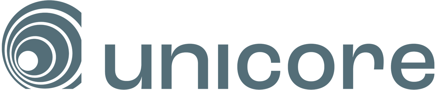 Unimark and Unicore branded corporate logos side by side on a white background.