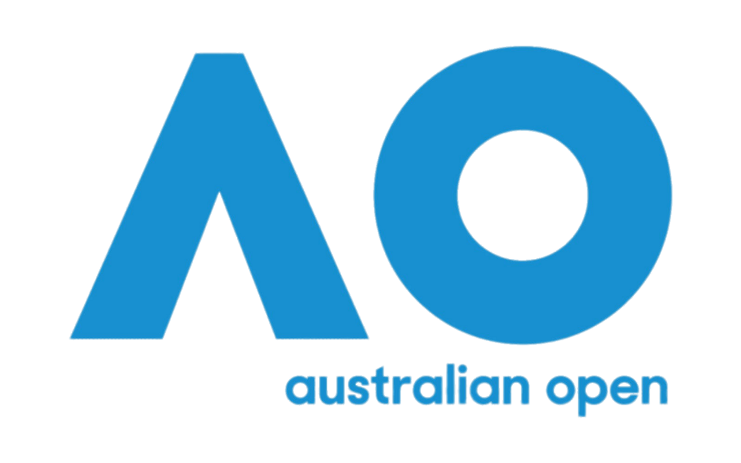 Light blue stylized AO logo for the Australian Open tennis tournament against white background.