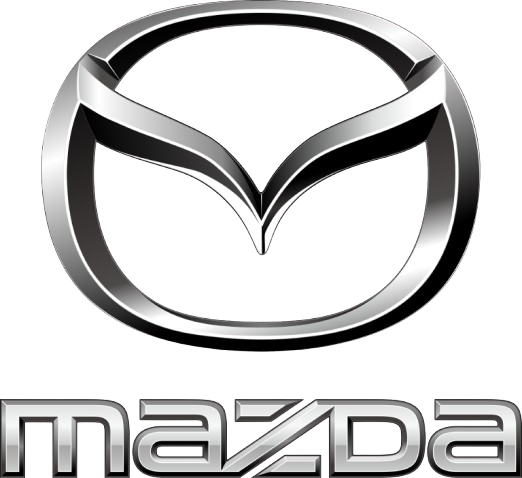Evolution of the Mazda logo design showing transformation from early emblem to modern stylized M symbol over time.