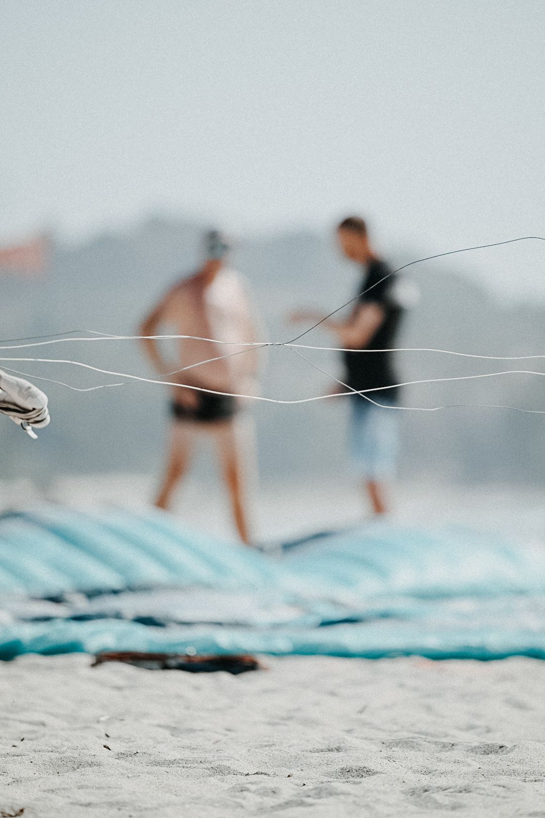 Close up of kite lines in Mastichari, Greece