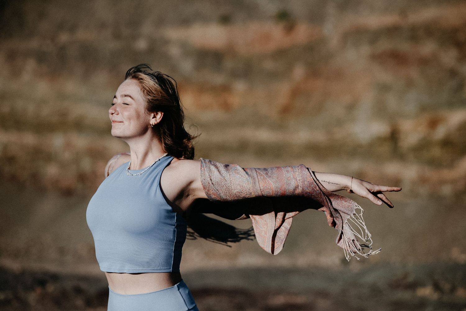 Artistic portrait of a woman, outdoor photography session, Yoga, Erfurt