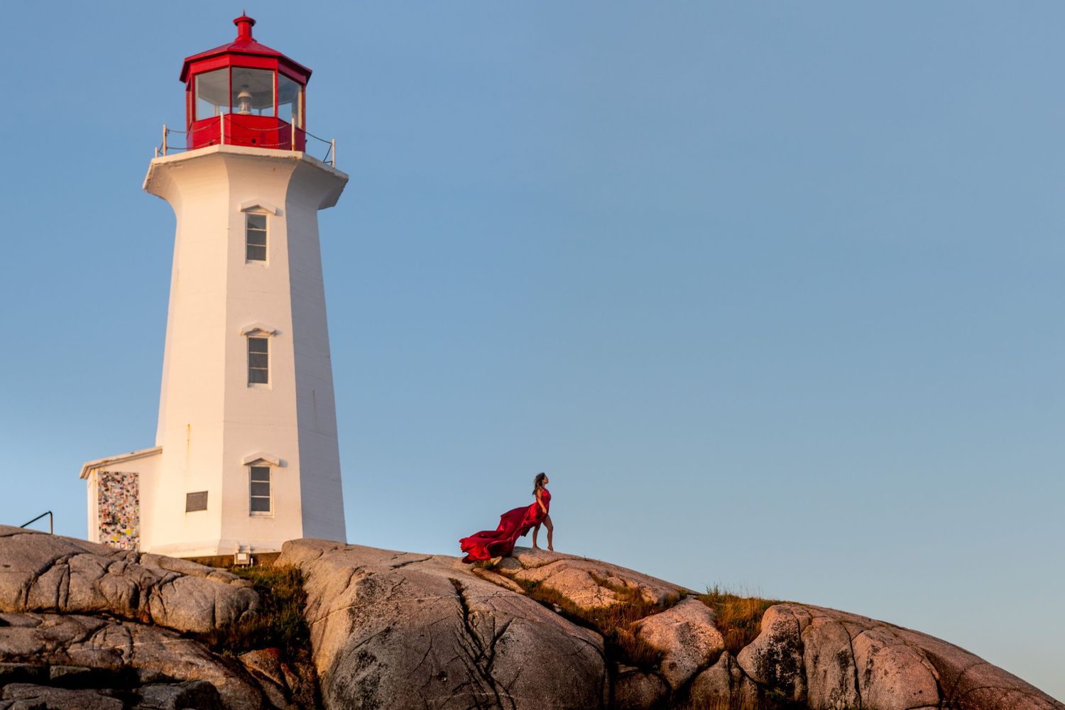Sunrise Flying Dress Shoot Peggy's Cove, Nova Scotia - just outside Halifax