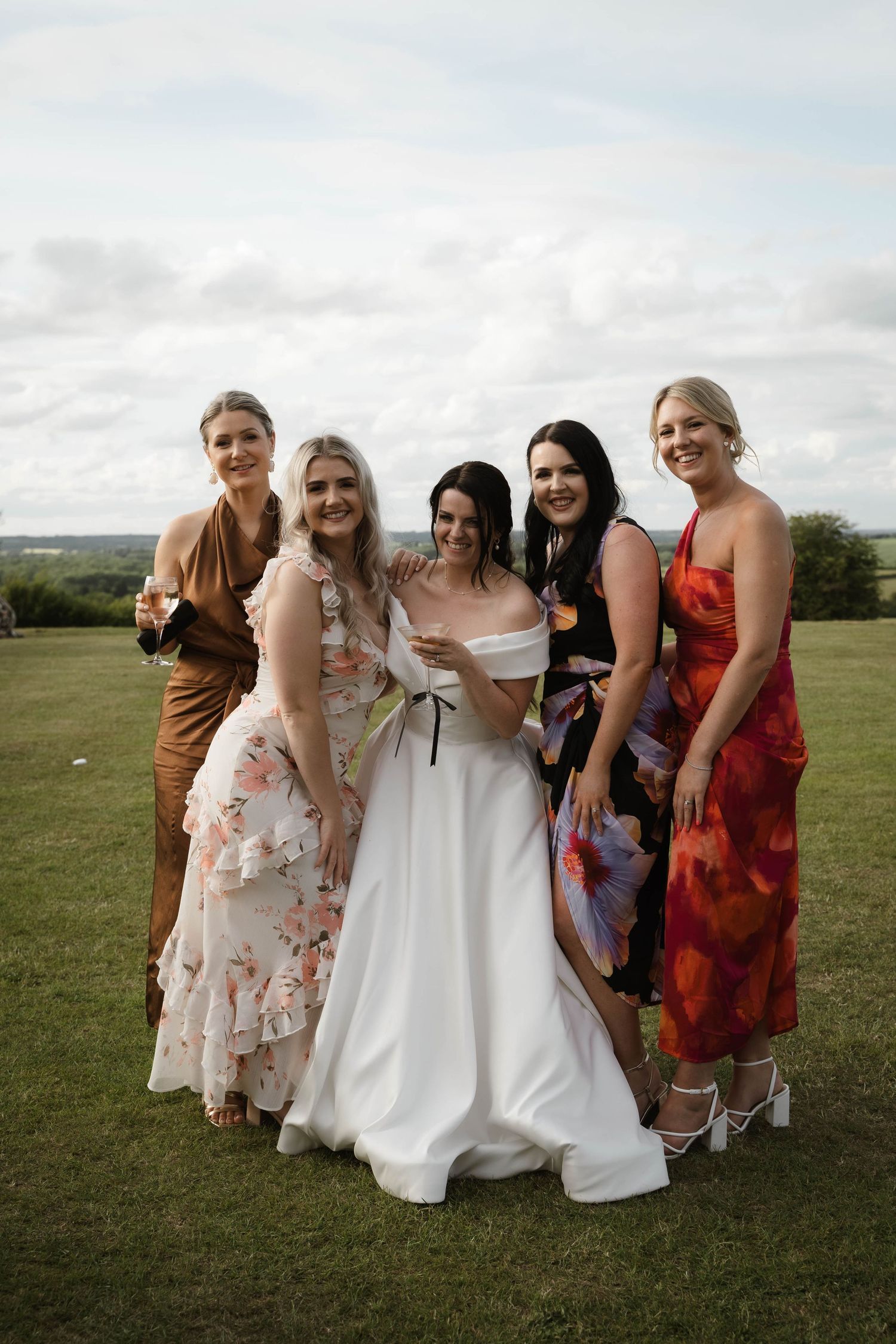 bride photo with her friends at Primrose Hill farm Wedding- Photo by Primrose Hill Farm Wedding Photographer, Olivia J Morgan Photography
