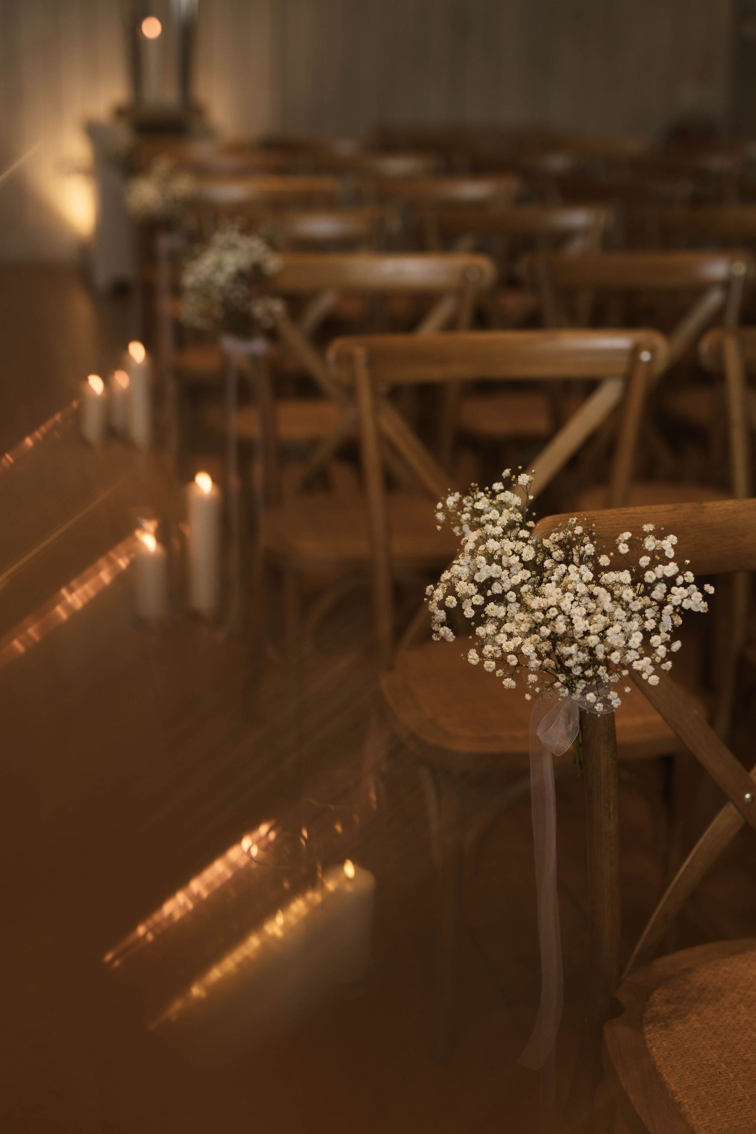 decor in ceremony room at Primrose Hill farm Wedding- Photo by Primrose Hill Farm Wedding Photographer, Olivia J Morgan Photography