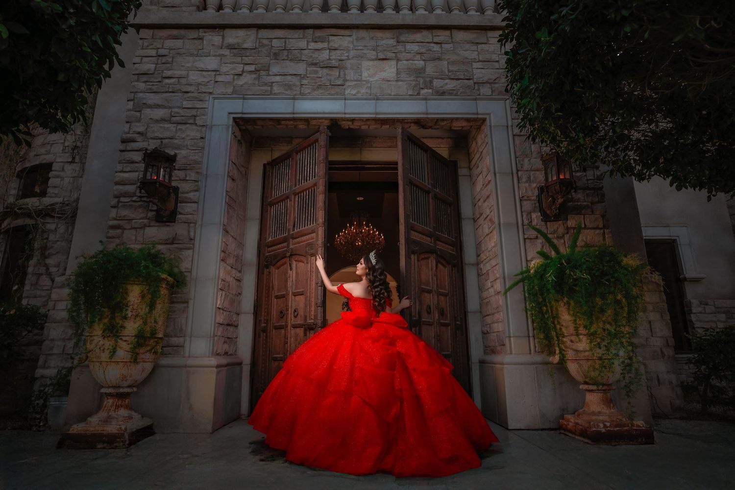 Formal Quinceañera photo at outdoor venue