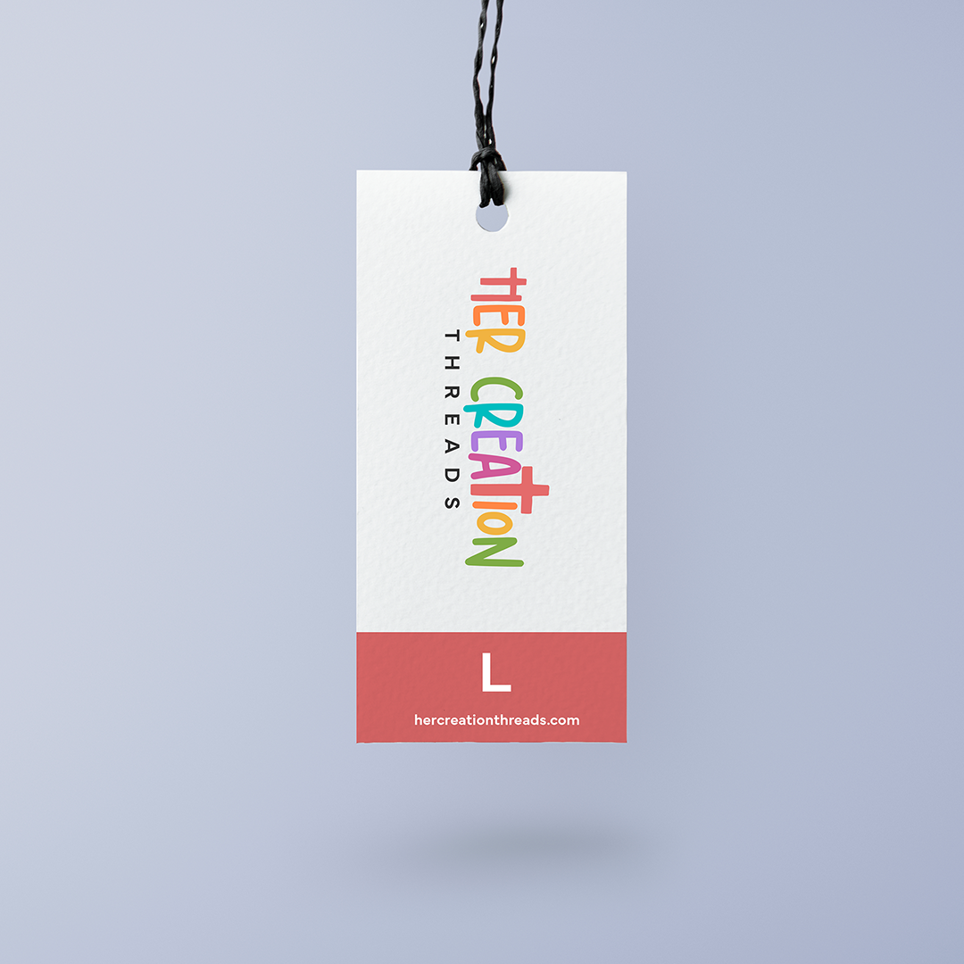 Clean minimalist hanging display mockups on light gray background.