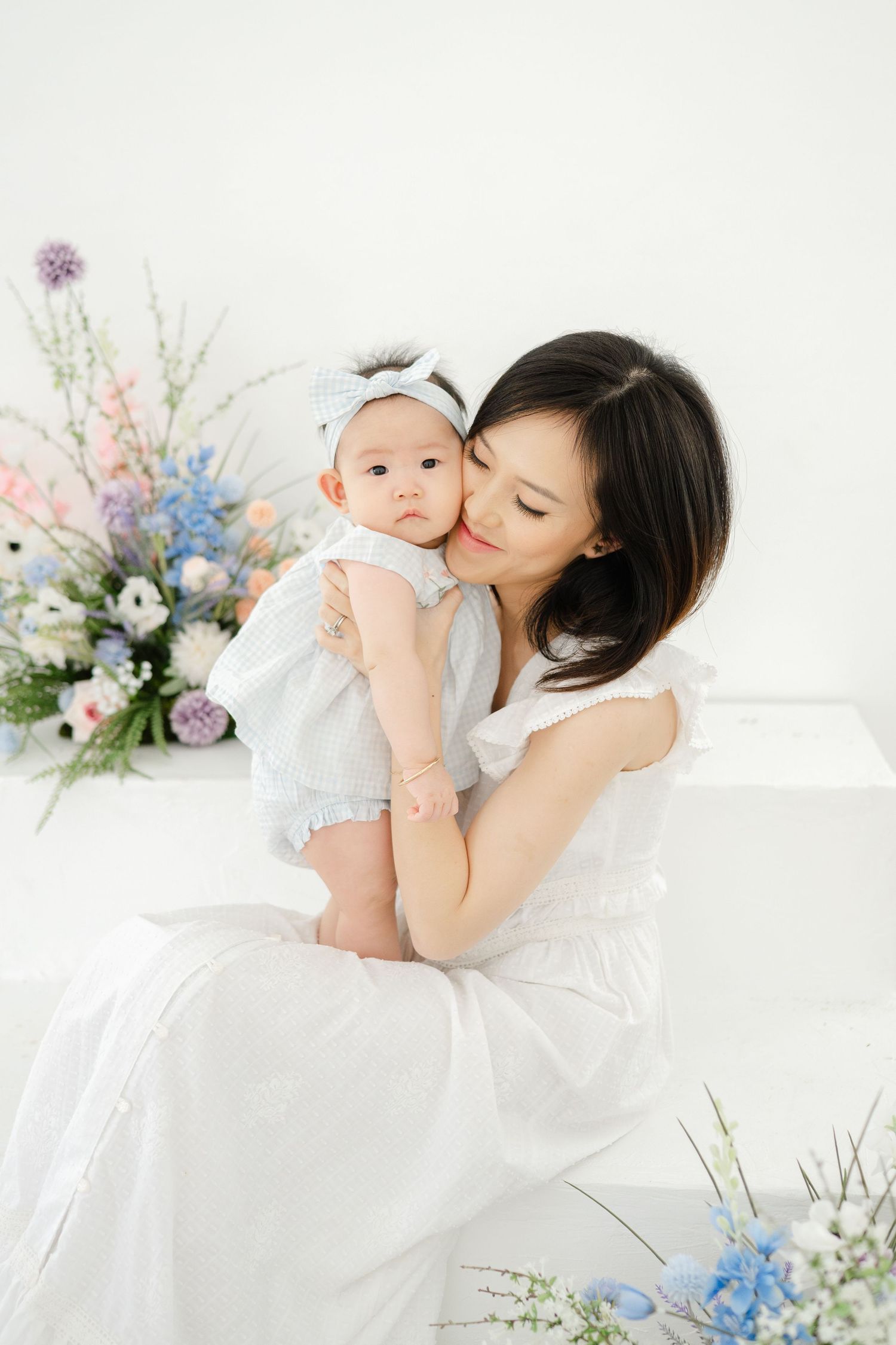 mother holding daughter to face for motherhood photography in Oklahoma City, OK