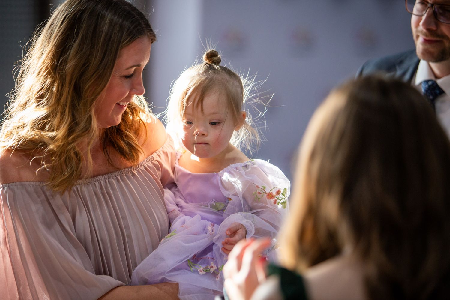 little girl and mom in beautiful light