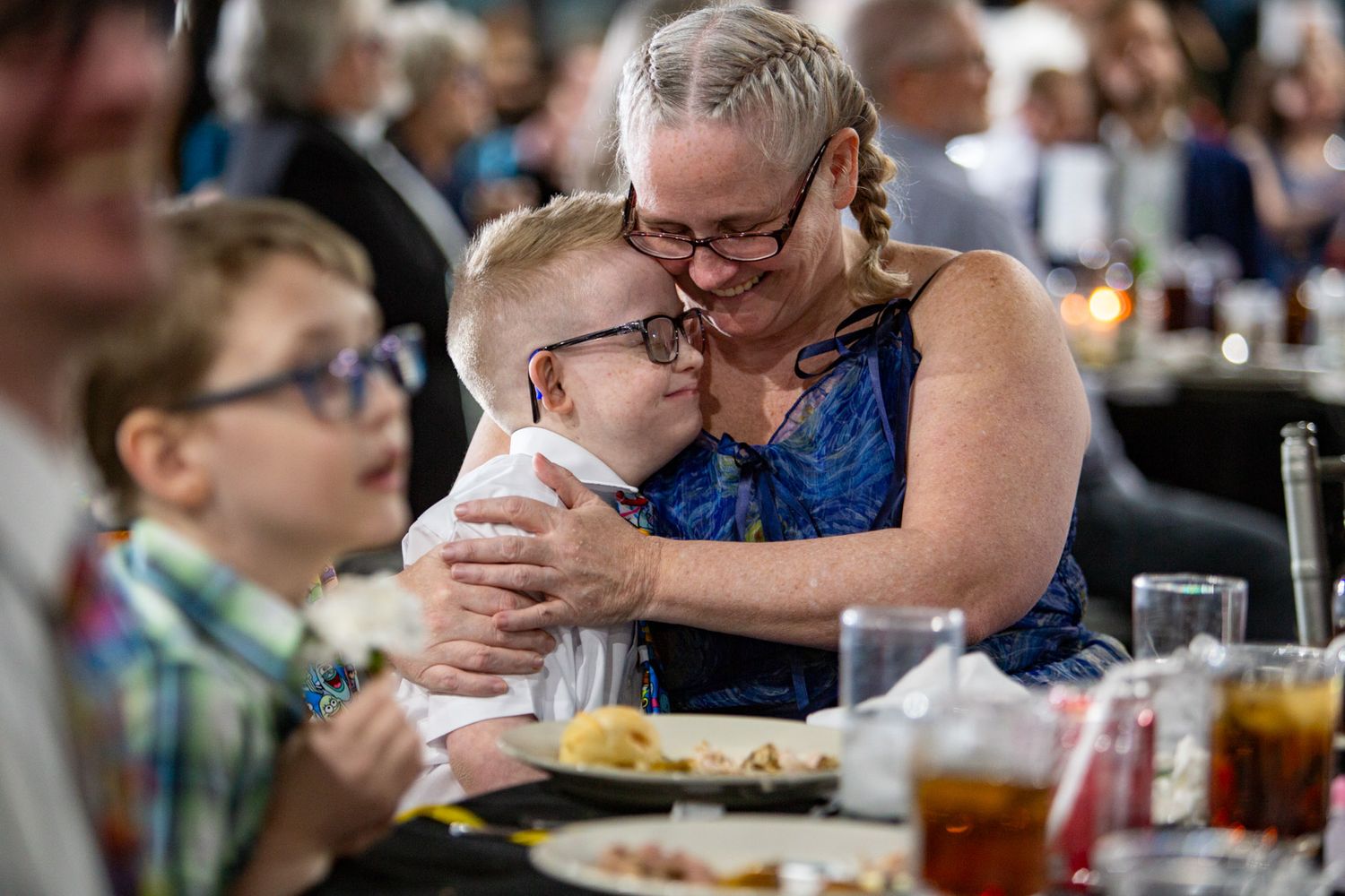 mother and son hugging