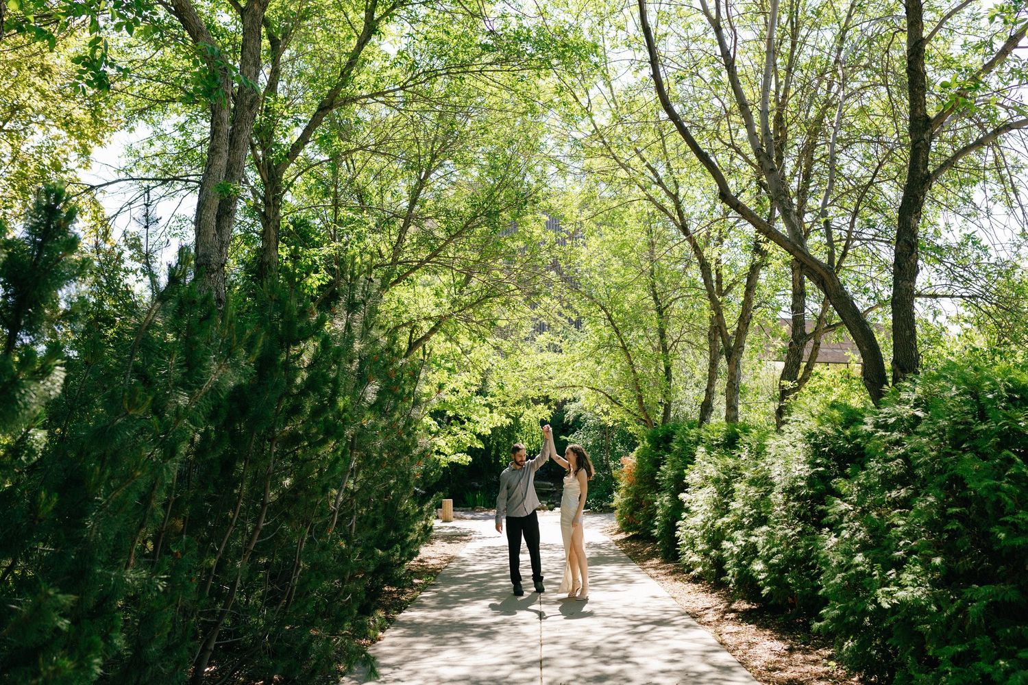 beautiful greenery with an engaged couple