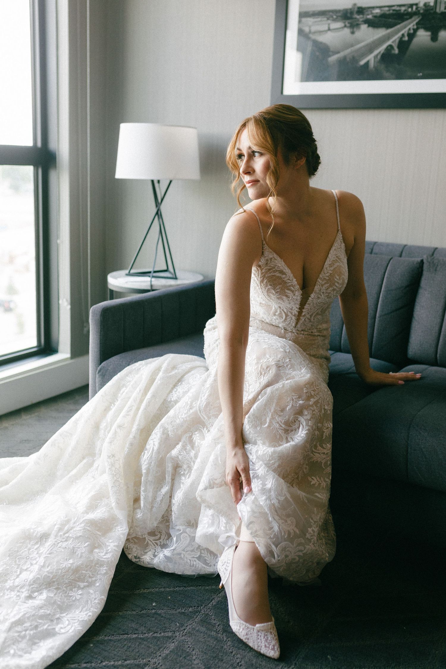 elegant bride getting ready