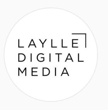 Simple modern black and white circular logo design for Laylle Digital Media with minimalist typography.