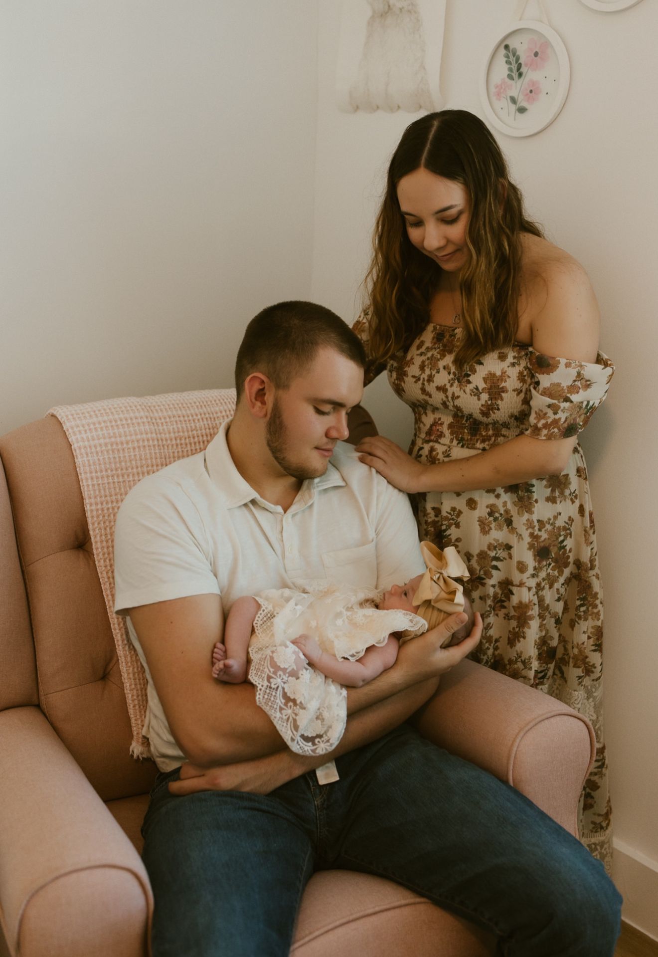 Life style photography done in cape coral of a family with their newborn baby girl