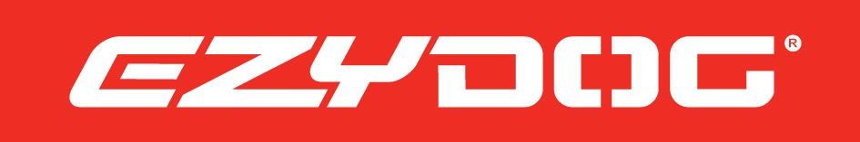 Red EzyDog logo design with bold typography against white background.