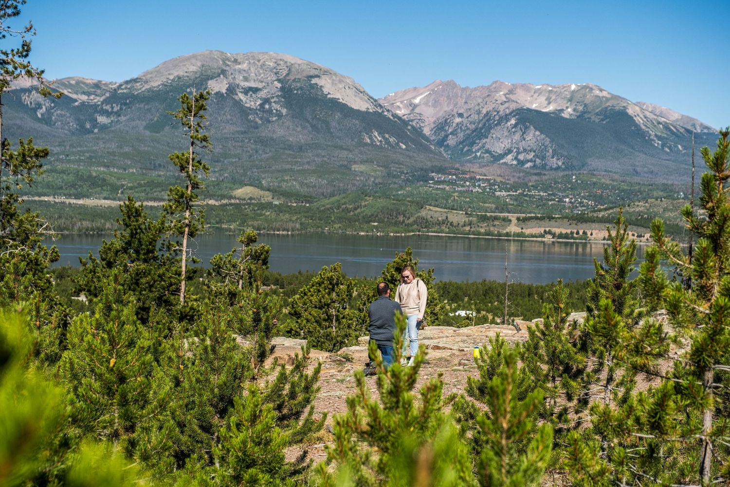 Marriage proposal photographed at Prospector Point near Breckenridge, CO in the summer.