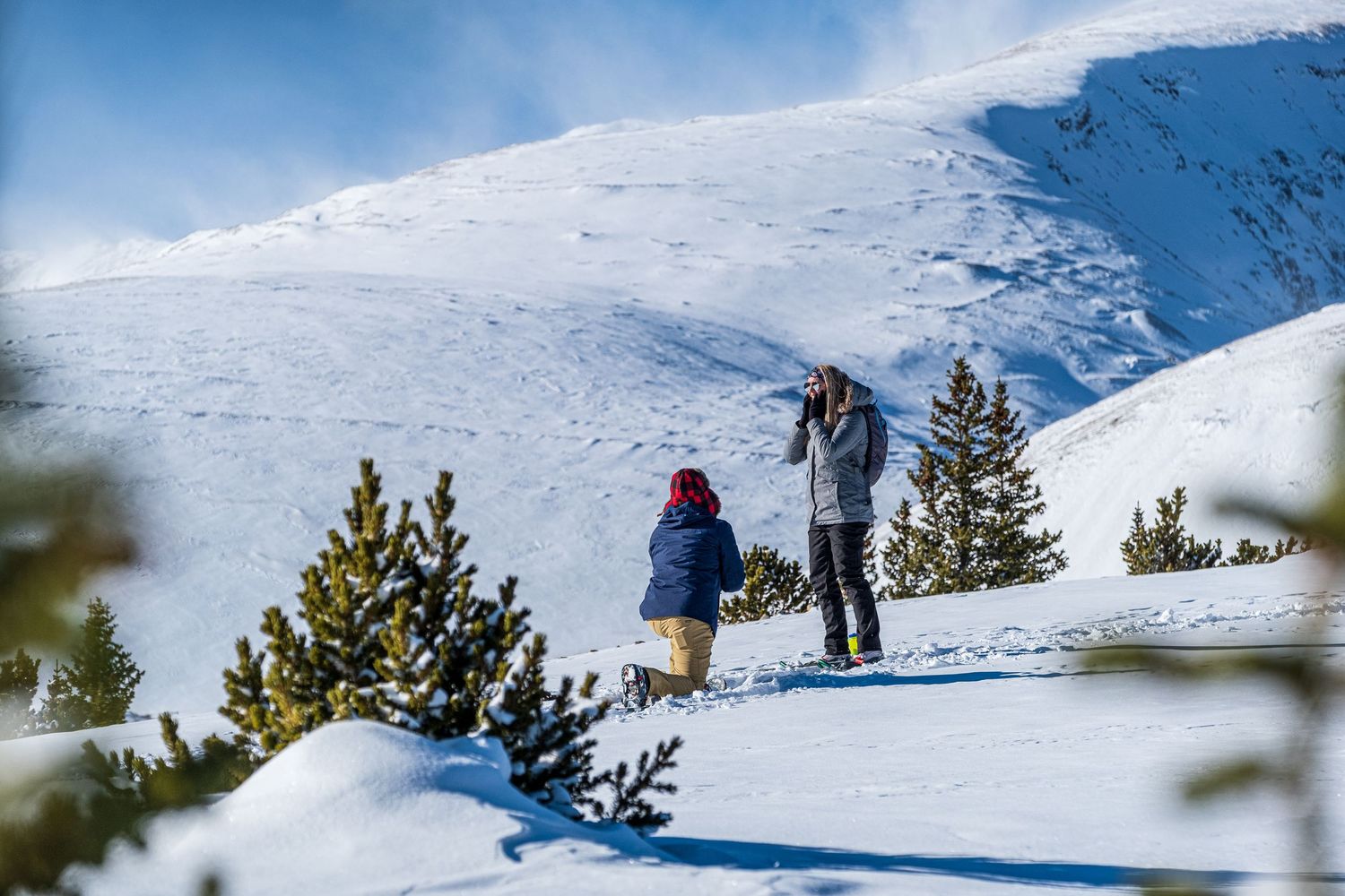Marriage proposal photographed near Breckenridge, CO (North Star Mountain - Winter)
