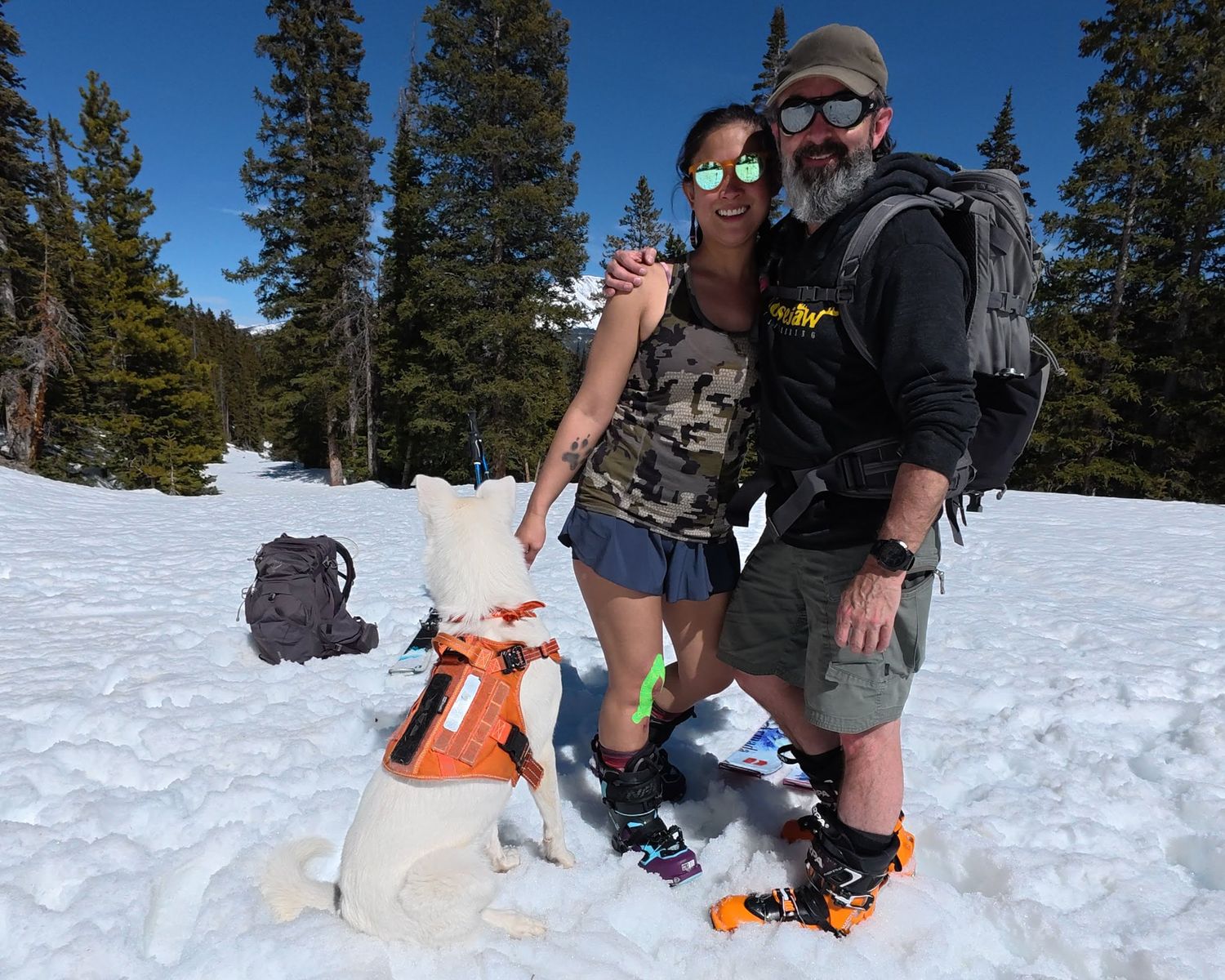 Colorado hidden marriage proposal photographer out with dog and girlfriend backcountry skiing